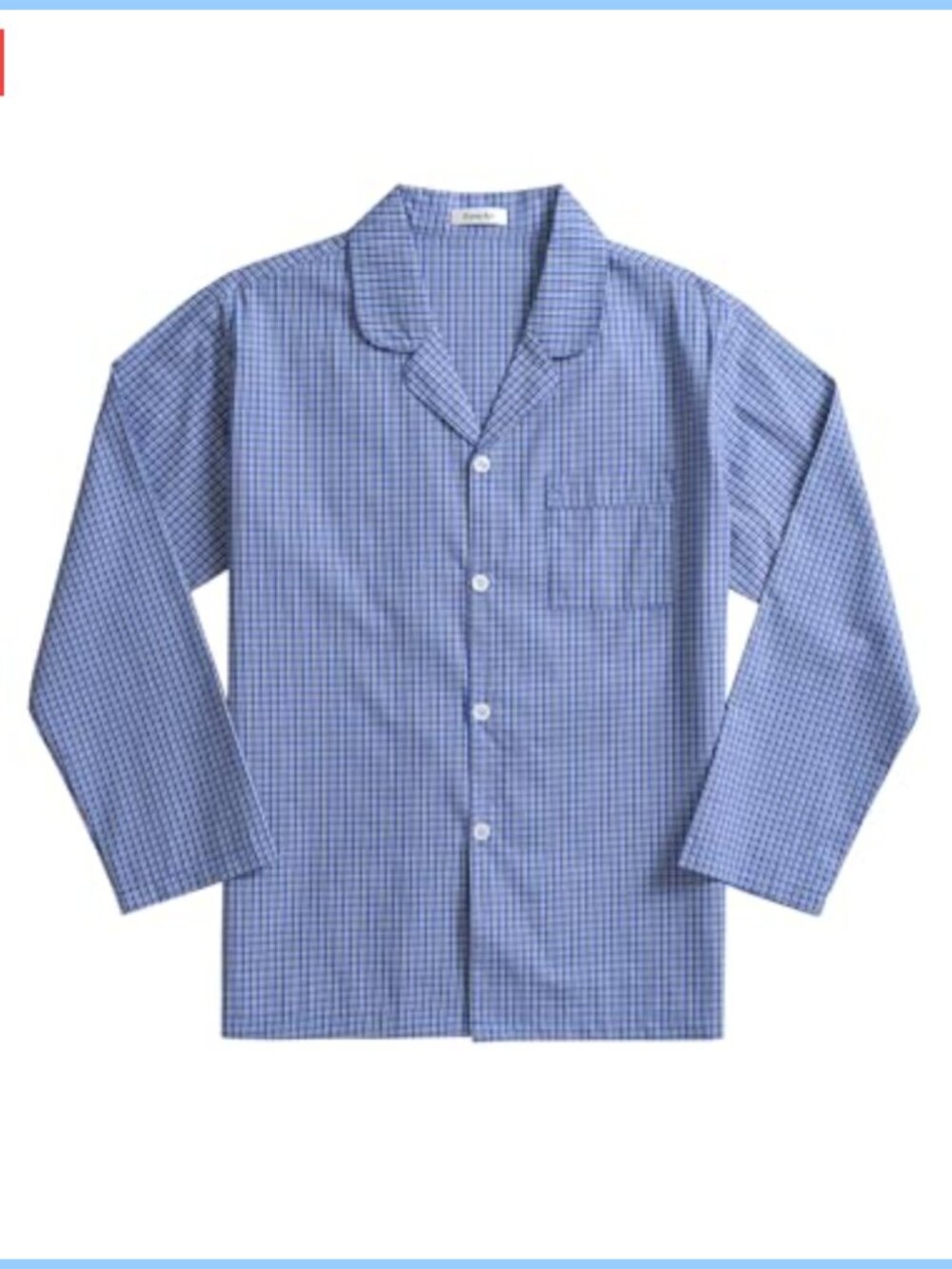 Men's Long Sleeve Button Down Pajama Top Lightweight Cotton Sleep Shirt